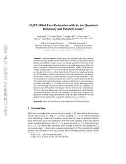 VQFR: Blind Face Restoration with Vector-Quantized Dictionary and
  Parallel Decoder