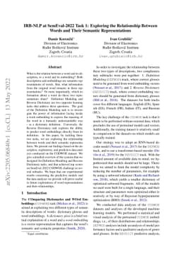 IRB-NLP at SemEval-2022 Task 1: Exploring the Relationship Between Words
  and Their Semantic Representations