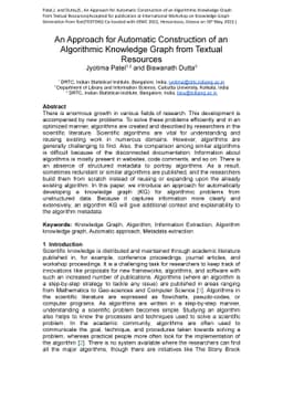 An Approach for Automatic Construction of an Algorithmic Knowledge Graph
  from Textual Resources