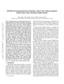 MM-BD: Post-Training Detection of Backdoor Attacks with Arbitrary
  Backdoor Pattern Types Using a Maximum Margin Statistic