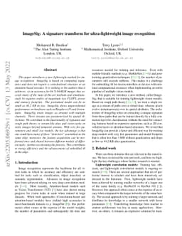 ImageSig: A signature transform for ultra-lightweight image recognition