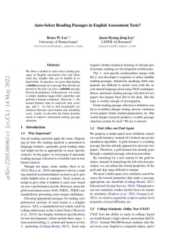 Auto-Select Reading Passages in English Assessment Tests?