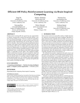 Efficient Off-Policy Reinforcement Learning via Brain-Inspired Computing
