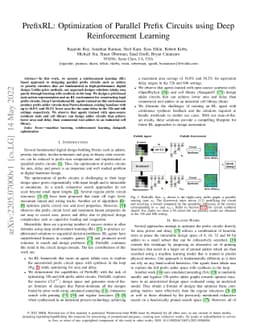 PrefixRL: Optimization of Parallel Prefix Circuits using Deep
  Reinforcement Learning
