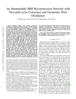 An Interpretable MRI Reconstruction Network with Two-grid-cycle
  Correction and Geometric Prior Distillation