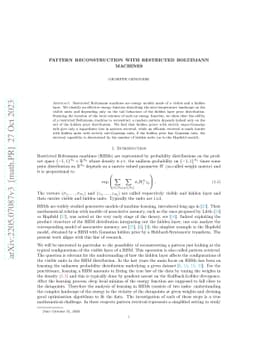 Pattern reconstruction with restricted Boltzmann machines