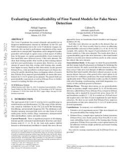 Evaluating Generalizability of Fine-Tuned Models for Fake News Detection