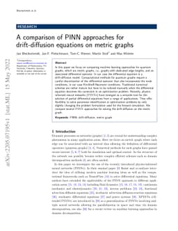 A comparison of PINN approaches for drift-diffusion equations on metric
  graphs