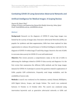 Combating COVID-19 using Generative Adversarial Networks and Artificial
  Intelligence for Medical Images: A Scoping Review