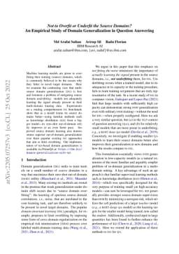 Not to Overfit or Underfit the Source Domains? An Empirical Study of
  Domain Generalization in Question Answering
