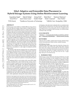 Sibyl: Adaptive and Extensible Data Placement in Hybrid Storage Systems
  Using Online Reinforcement Learning