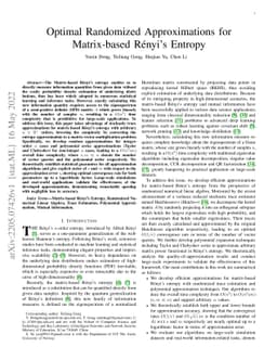 Optimal Randomized Approximations for Matrix based Renyi's Entropy