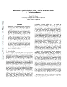Behaviour Explanation via Causal Analysis of Mental States: A
  Preliminary Report