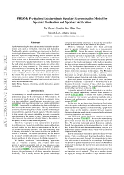 PRISM: Pre-trained Indeterminate Speaker Representation Model for
  Speaker Diarization and Speaker Verification