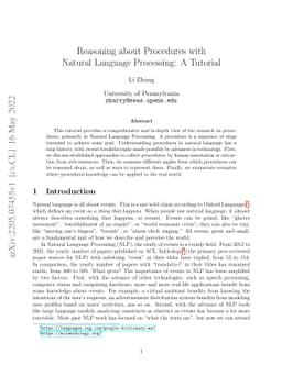 Reasoning about Procedures with Natural Language Processing: A Tutorial