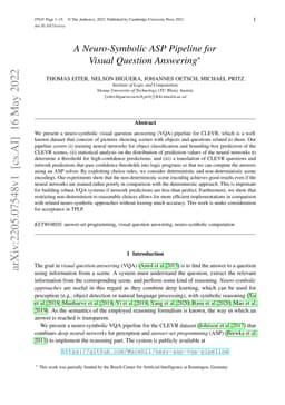 A Neuro-Symbolic ASP Pipeline for Visual Question Answering