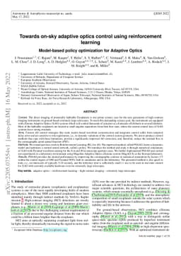 Towards on-sky adaptive optics control using reinforcement learning