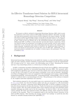 An Effective Transformer-based Solution for RSNA Intracranial Hemorrhage
  Detection Competition