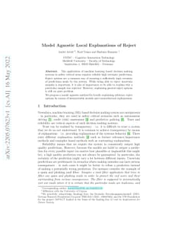 Model Agnostic Local Explanations of Reject