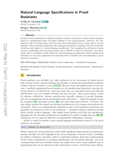 Natural Language Specifications in Proof Assistants