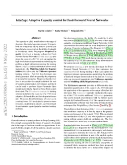 AdaCap: Adaptive Capacity control for Feed-Forward Neural Networks