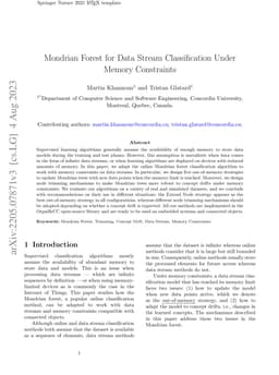 Mondrian Forest for Data Stream Classification Under Memory Constraints