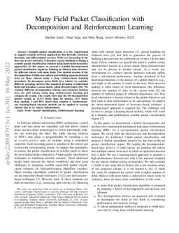 Many Field Packet Classification with Decomposition and Reinforcement
  Learning