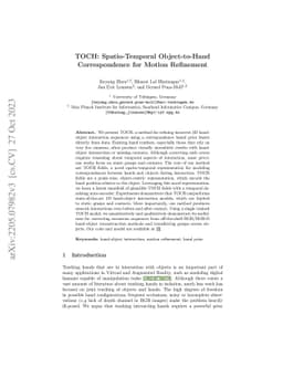 TOCH: Spatio-Temporal Object-to-Hand Correspondence for Motion
  Refinement