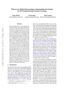 When to Use Multi-Task Learning vs Intermediate Fine-Tuning for
  Pre-Trained Encoder Transfer Learning