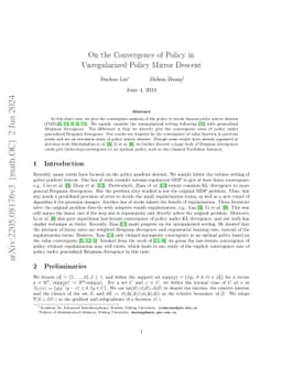 On the Convergence of Policy in Unregularized Policy Mirror Descent