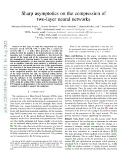 Sharp asymptotics on the compression of two-layer neural networks
