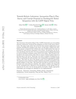 Towards Robotic Laboratory Automation Plug & Play: Survey and Concept
  Proposal on Teaching-free Robot Integration with the LAPP Digital Twin