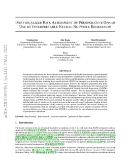 Individualized Risk Assessment of Preoperative Opioid Use by
  Interpretable Neural Network Regression