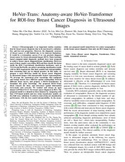 HoVer-Trans: Anatomy-aware HoVer-Transformer for ROI-free Breast Cancer
  Diagnosis in Ultrasound Images