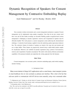 Dynamic Recognition of Speakers for Consent Management by Contrastive
  Embedding Replay