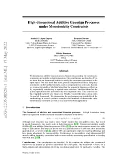 High-dimensional additive Gaussian processes under monotonicity
  constraints