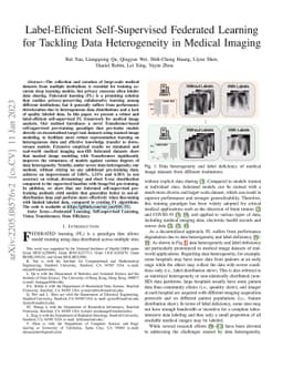 Label-Efficient Self-Supervised Federated Learning for Tackling Data
  Heterogeneity in Medical Imaging
