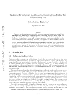 Searching for subgroup-specific associations while controlling the false
  discovery rate