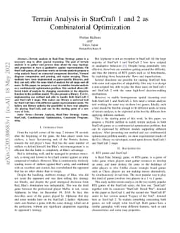 Terrain Analysis in StarCraft 1 and 2 as Combinatorial Optimization