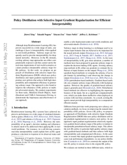 Policy Distillation with Selective Input Gradient Regularization for
  Efficient Interpretability
