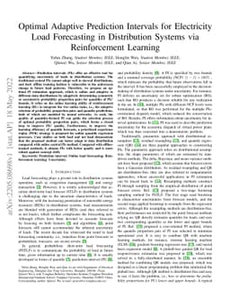 Optimal Adaptive Prediction Intervals for Electricity Load Forecasting
  in Distribution Systems via Reinforcement Learning