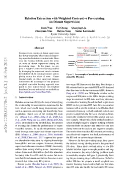 Relation Extraction with Weighted Contrastive Pre-training on Distant
  Supervision