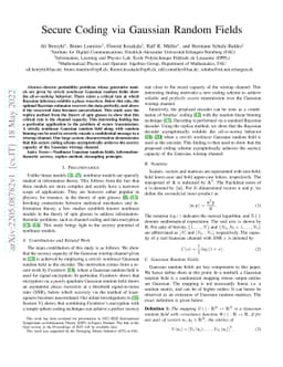 Secure Coding via Gaussian Random Fields
