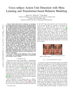 Cross-subject Action Unit Detection with Meta Learning and
  Transformer-based Relation Modeling