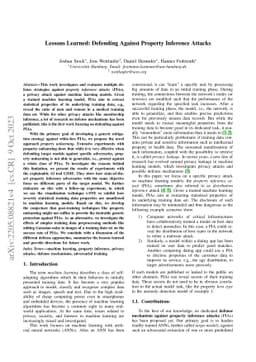Lessons Learned: Defending Against Property Inference Attacks