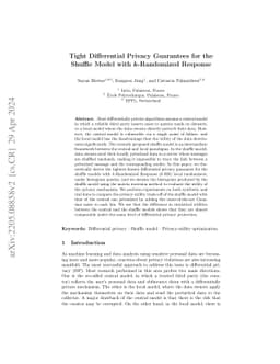 Tight Differential Privacy Guarantees for the Shuffle Model with
  $k$-Randomized Response