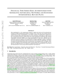 Financial Time Series Data Augmentation with Generative Adversarial
  Networks and Extended Intertemporal Return Plots