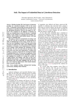 SoK: The Impact of Unlabelled Data in Cyberthreat Detection