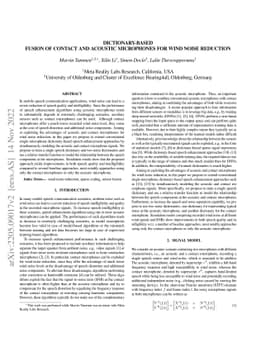 Dictionary-Based Fusion of Contact and Acoustic Microphones for Wind
  Noise Reduction