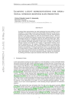 Learning latent representations for operational nitrogen response rate
  prediction